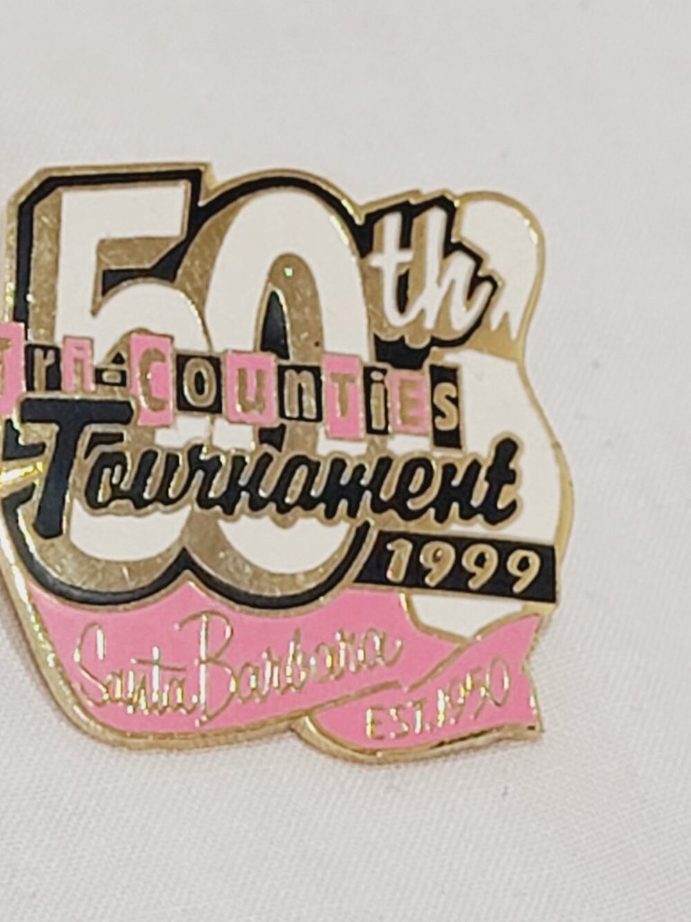 50th Tri-Counties Tournament 1999 Santa Barbara Est. 1950 Lapel Pin 1"